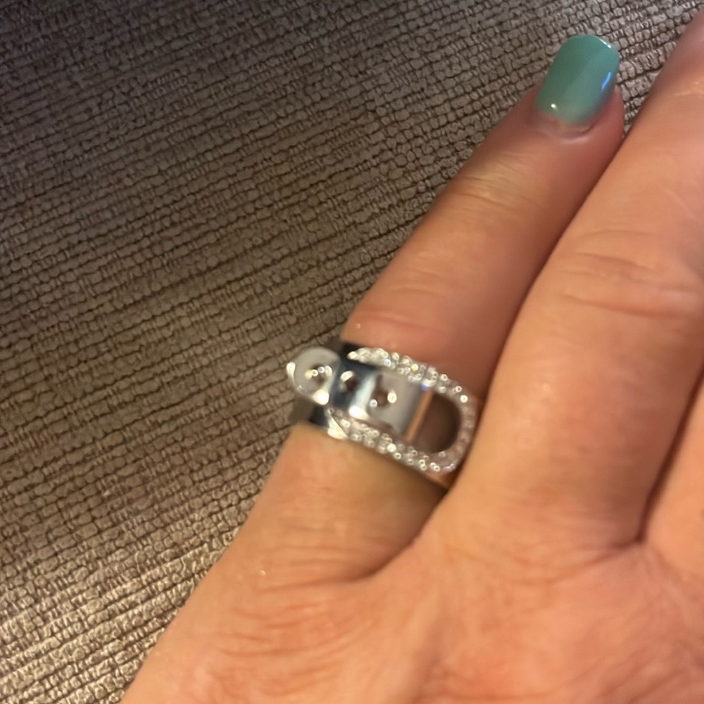 Michael Kors, silver studded buckle ring NWT